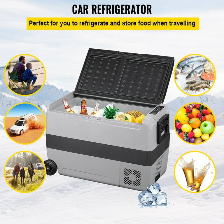 VEVOR Car Refrigerator 53Qt, Dual Zone Car Fridge Freezer with App