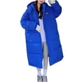 thumbnail image 2 of Women's Plus Size Knee Length Puffer Coat, Thickened Hooded Winter Parka, Oversized Down Alternative Coat, Warm Winter Jacket with Large Pockets Blue XL, 2 of 9
