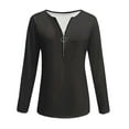 thumbnail image 4 of Dasayo Black Ladies Tops and Blouses Long Sleeve Zip up Loose Solid Lightweight Blouses Women's Sweatshirt L, 4 of 5