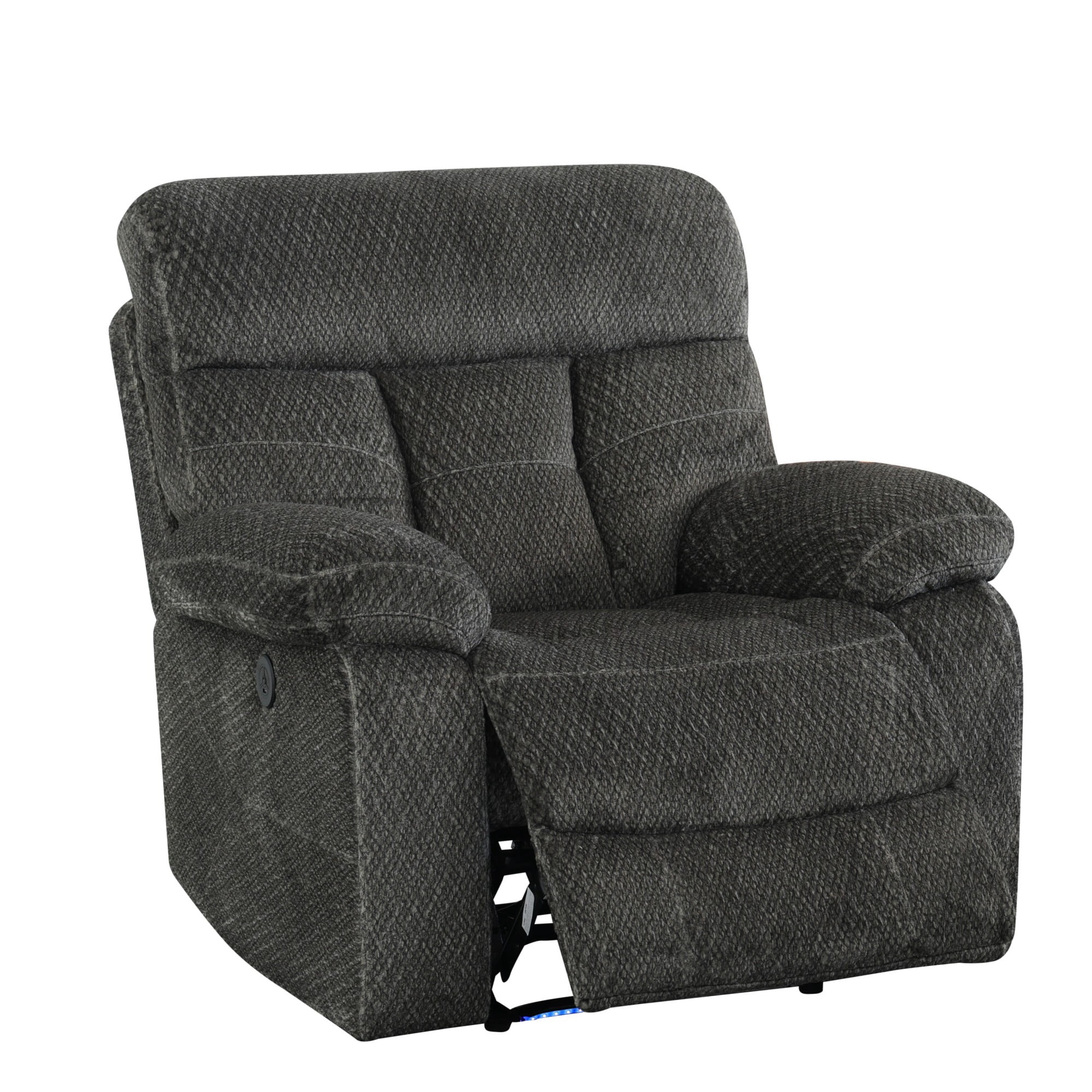 Gewnee Power Recliner Chair, Adjustable Reclining Lounge Chair with USB Ports, LED Lights, Flocking Upholstered Single Sofa Recliner for Living Room, Office, Grey