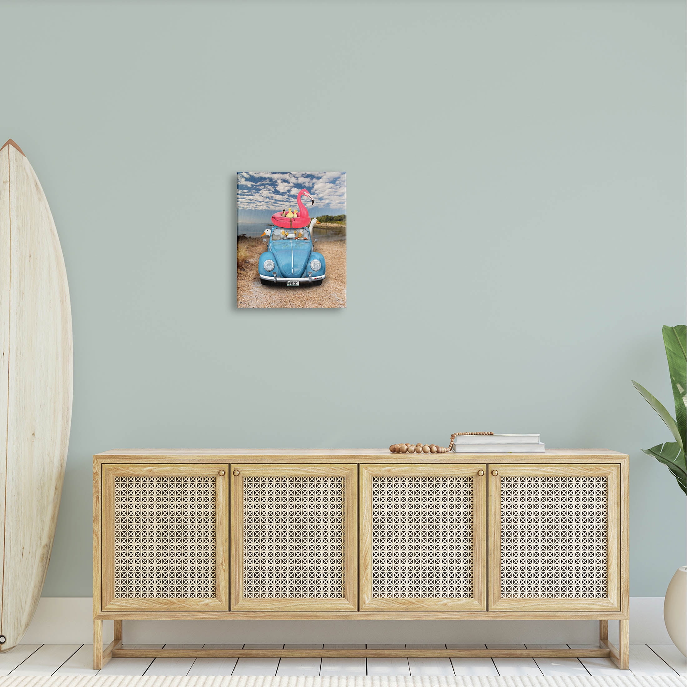 Funny Summer Beach Vacation Geese Animals & Insects Graphic Art Gallery Wrapped Canvas Print Wall Art