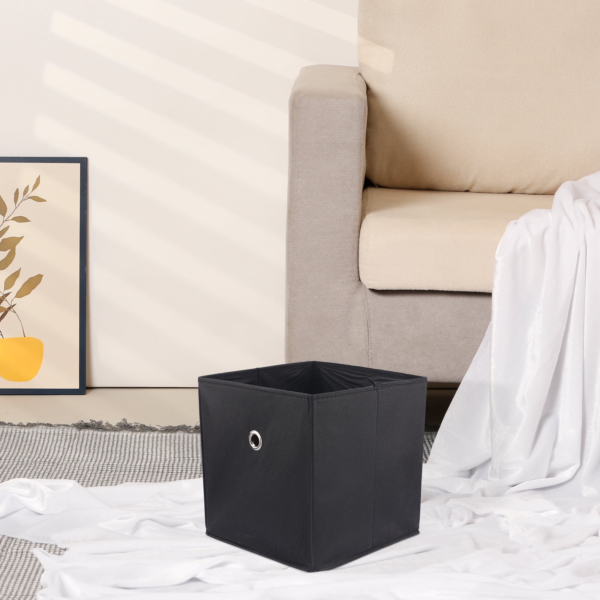Unique Bargains Fabric Storage Bin for Shelves Closet Black 11*11*11in
