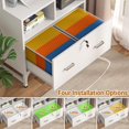 thumbnail image 6 of Homieasy Vertical File Cabinet with Charging Station, Lock & Large Drawer, Printer Stand with Storage Shelves, Office Storage Cabinet fits Letter/A4/Legal Size, White, 6 of 14
