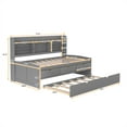 thumbnail image 7 of Twin Size Wooden Captain Bed with Built-in Bookshelves,Three Storage Drawers and Trundle, Wooden Twin Size Daybed Frame for Girls Boys, Maxinmum Space, No Spring Needed, Light Gray, 7 of 7