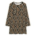 thumbnail image 2 of Brown Snake Pattern Loose Dress Evening Dress Summer Dresses for Women Luxury Dress Long Sleeved Dress, 2 of 4