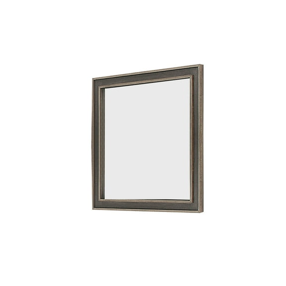 Modern Wooden Frame Dresser Mirror with Plank Design, Rustic and Dark Brown