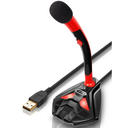 USB Microphone, Fosmon Plug & Play Home Studio Mic, Adjustable Desktop Stand w/ Volume & Mute Control for Laptop, Computer, PC, YouTubing, Vocal Recording, Gaming, Streaming & More - Red / (Best Pc For Home Recording Studio)