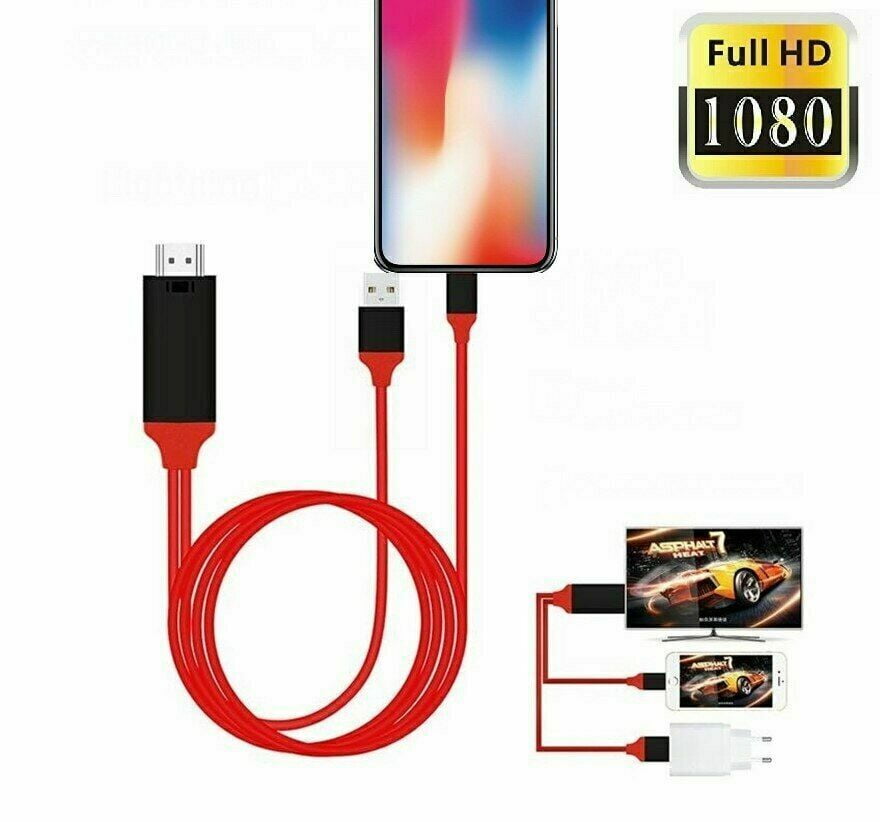 8Pin to 1080p HDMI HDTV AV TV Adapter Cable Cord For iPhone X 8 7 6 6 Plus 