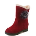 thumbnail image 4 of Wavsuf Western Boots for Women Horses with Fuzz Vintage Flock Round Toe Mid Calf Red Shoes Size 37, 4 of 9