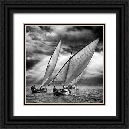 Villalba Angel 26x26 Black Ornate Wood Framed with Double Matting Museum Art Print Titled - Sailboats and Light