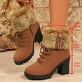 thumbnail image 6 of Tawop Winter Boots for Women Chunky Heel Lace Up Fall Boots, 6 of 9
