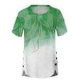 thumbnail image 4 of Summer Saving Wycnly Womens Shirts Irregular Button Down Hem Tops Casual Breathable Tunic Summer Short Sleeve Round Neck Ladies Flowers Print Tops and Blouses Green XXL, 4 of 4