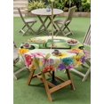 thumbnail image 4 of Outdoor Tablecloth with Umbrella Hole for Patio/Picnic/Party/Camping, Spring Floral Waterproof Table Cloth Round Cover Washable, Green Country Truck Pastoral Botanical Vintage (Dia 54"), 4 of 8