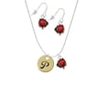 thumbnail image 2 of Delight Jewelry Goldtone Large Disc Letter - P - 3/4'' Red Lucky Ladybug Necklace and Dangle Earrings Set, 2 of 6