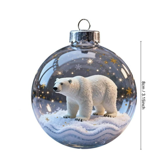LmnLft 2026 Playful Animal 3D Glass Ball Decorations,Wildlife Wonders Collection Crystal Glass Ornament,Vivid 3D Animal Christmas Decoration,Clear Plastic Xmas Balls,Christmas Balls Winter Holiday
