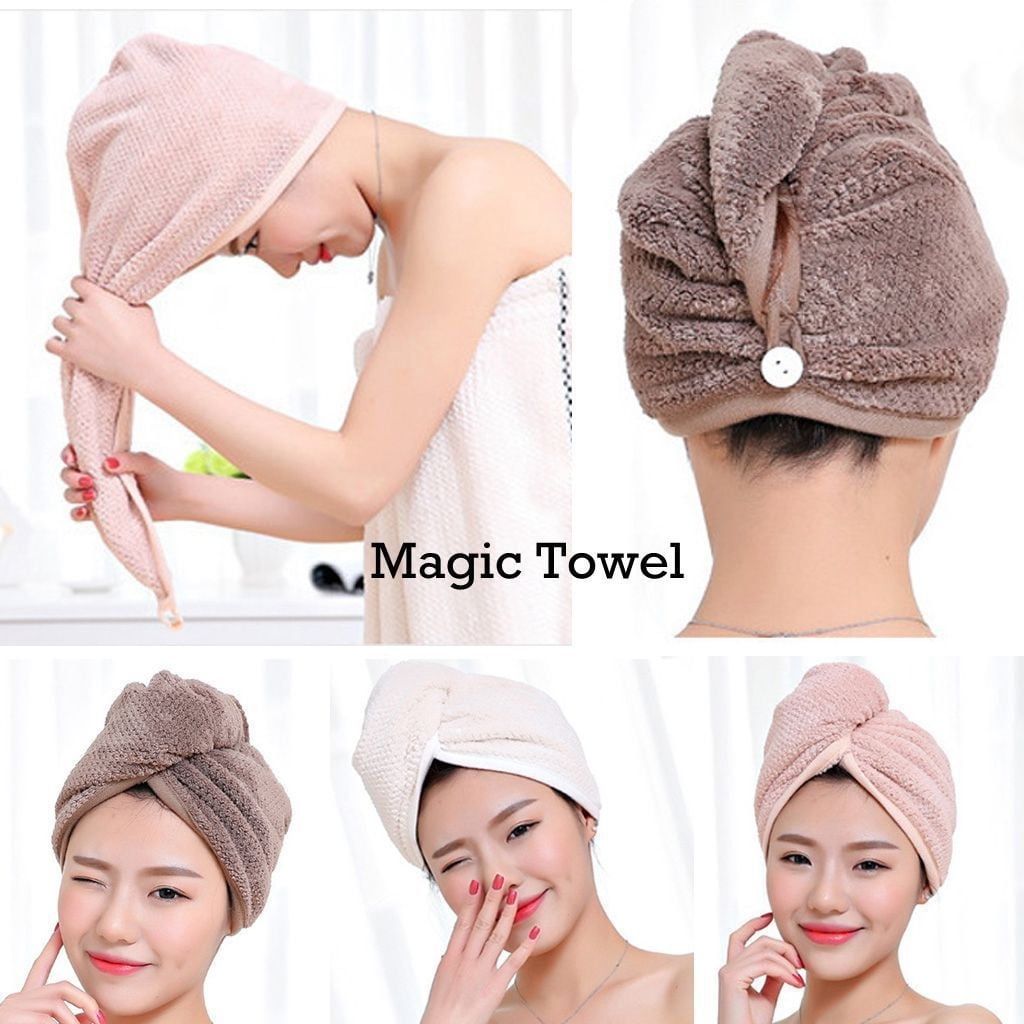 Details about   Turban Towels Twist Hair Quick Dry Microfiber Bath Towel Hair Wrap Cap Hat Spa 
