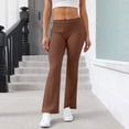 thumbnail image 2 of longantii Wide Leg Sweatpants for Women Fold-Over Flare Leggings Stretch Slim Bootleg Yoga Pants Gym Outdoor Pants Brown XL, 2 of 8