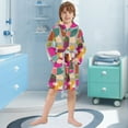 thumbnail image 5 of FORMRS Niños Bathrobe Unisex Hooded Robe Soft Plush Pajamas Sleepwear, Size 2-3T, Abstract Geometric Pattern, 5 of 7