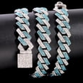 thumbnail image 4 of Punk Bling Blue Crystal Prong Cuban Chain Necklace For Men Women Iced Out 2 Row Rhinestone Link Choker Necklace Hip Hop Jewelry   Gift QY, 4 of 6