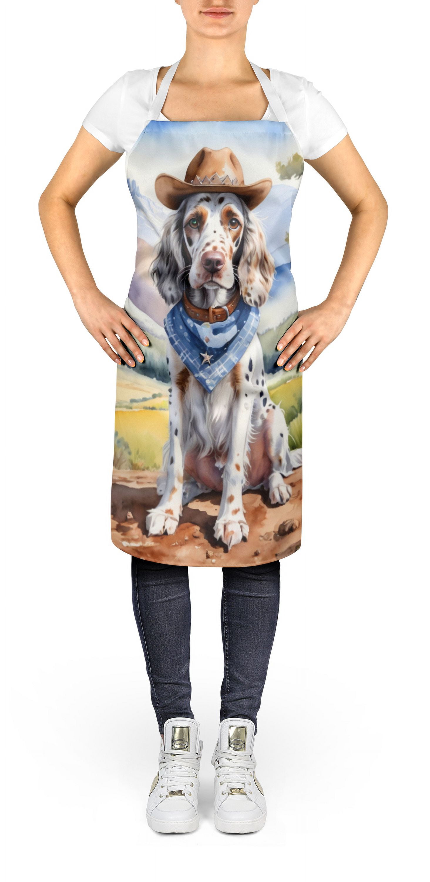 English Setter Cowboy Welcome Apron 27 in x 30 in