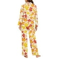 thumbnail image 6 of DISNIMO Maple Leaf Printed Womens Pajama Sets 2 Piece Pj Sets Loose Fits Nightwear with Long Pants Long Sleeve Sleepwear Button Down Comfywear Loungewear, 4XL, 6 of 7