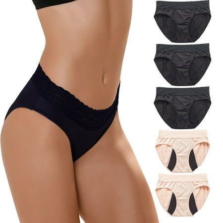 

Spdoo High Waisted Cotton Underwear for Women Lace Panties Stretch Briefs Large Size 5 Pack