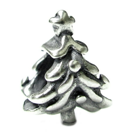 Christmas Tree Star Charm - Queenberry Sterling Silver Christmas Tree Star European Style Bead Charm Fits Pandora