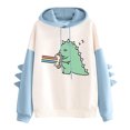 thumbnail image 1 of ICHUANYI Liquidación Moda Mujer Casual Impresión Manga Larga Empalme Dinosaurio Sudadera Tops ICHUANYI WER202308254157, 1 of 5