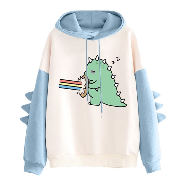 ICHUANYI Liquidación Moda Mujer Casual Impresión Manga Larga Empalme Dinosaurio Sudadera Tops ICHUANYI WER202308254157