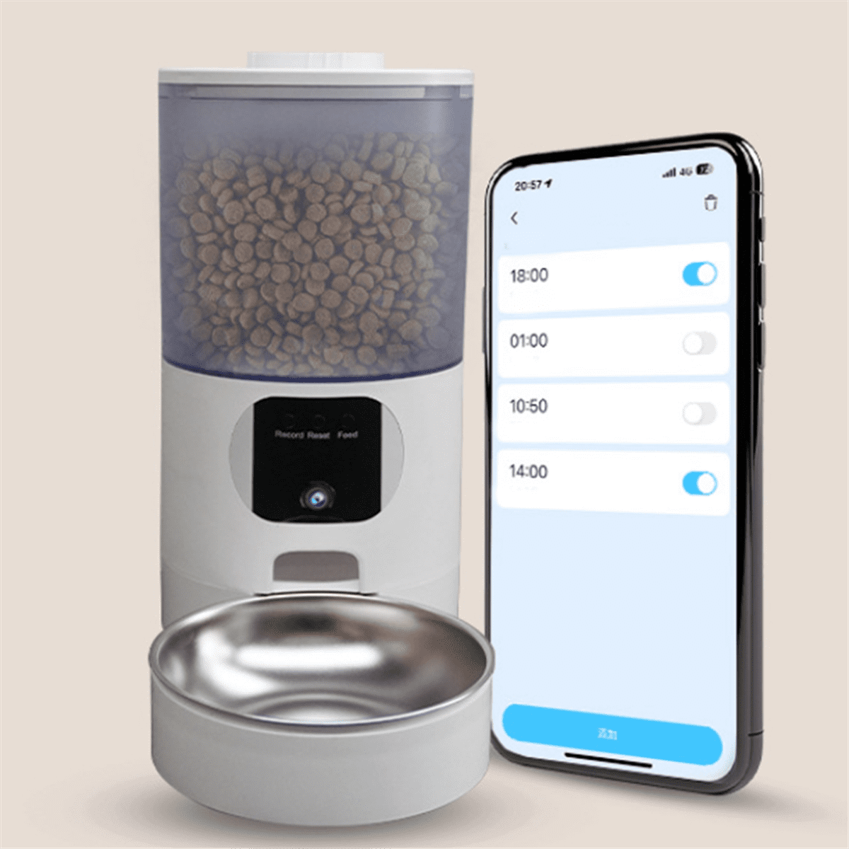 Automatic Cat Feeder 140° Wide Angle 6L Large Food Storage Container Detachable Easy Clean for Pet US Plug