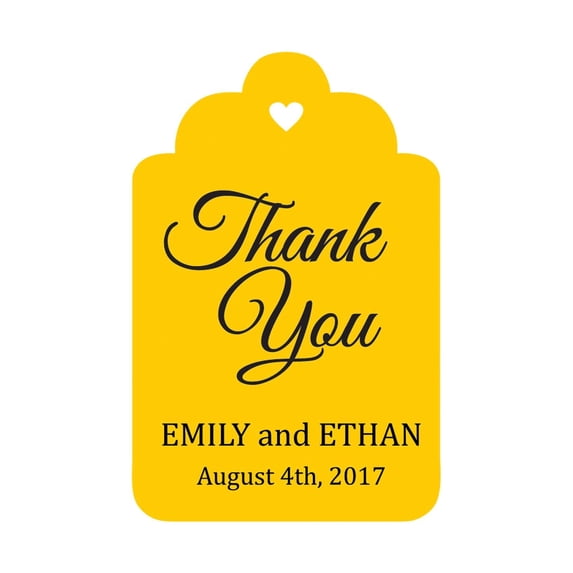 100 PCS Custom Made Hang Tags Personalized Wedding Favor Thank You Gift Tags