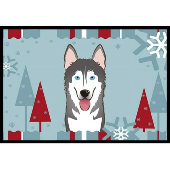 Caroline's Treasures BB1714MAT Winter Holiday Alaskan Malamute Door Mat, Indoor Rug or Outdoor Welcome Mat 18x27 Doormat