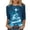 Blue, variant on Wancir Christmas 3/4 Sleeve Tops for Women Crewneck Fashion 2024 Casual Plus Size Funny Graphics Fall Shirt