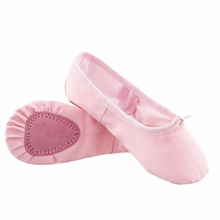 Lovskoo Ballet Shoes for Girls Canvas Dance Practice Slippers No-Tie Sole Yoga Gymnastics Shoes(Toddler/Little Kid/Big Kid) 30 Pink