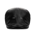 thumbnail image 5 of Mens Hats, QURATI Men's Flat Cap Pu Leather Newsboy Cap Adjustable Cabbie Beret Cap Driving Hats for Men Black, 5 of 7