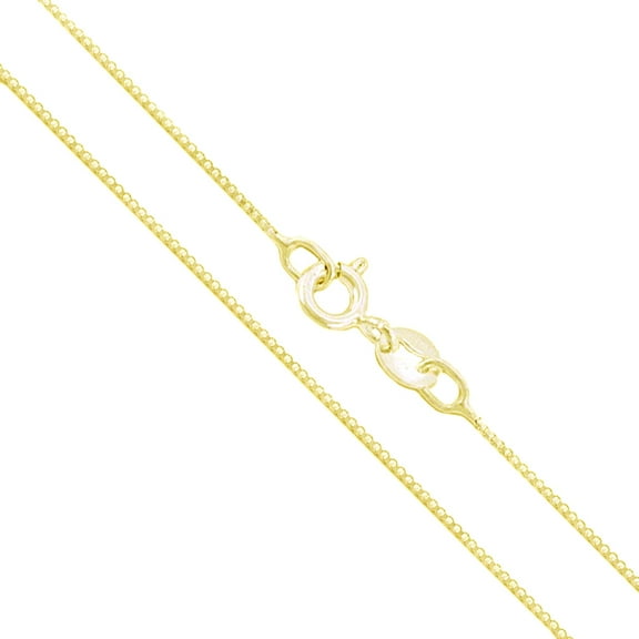 22k Yellow Gold Plated Sterling Silver Box Chain 0.8mm Genuine Solid 925 Italy Necklace 36" Jewelry Female