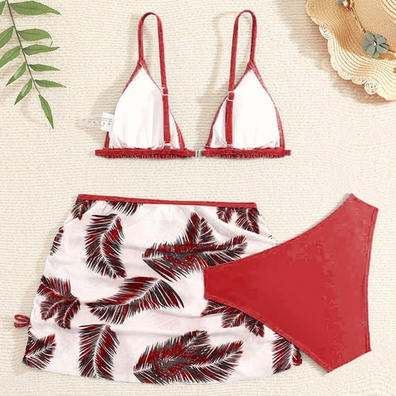 Girls Outfit Set Cuhk Two Piec Three Piece Bikini Net Beach Outfits for Girl,Red,170