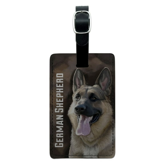 Graphics and More German Shepherd - Dog Pet Rectangle Leather Luggage ID Tag