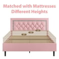 thumbnail image 4 of 4 EVER WINNER Full Bed Frame, Upholstered Platform Bed with Headboard, Pink Full Bed Frame, Diamond Design, Pink, 4 of 6