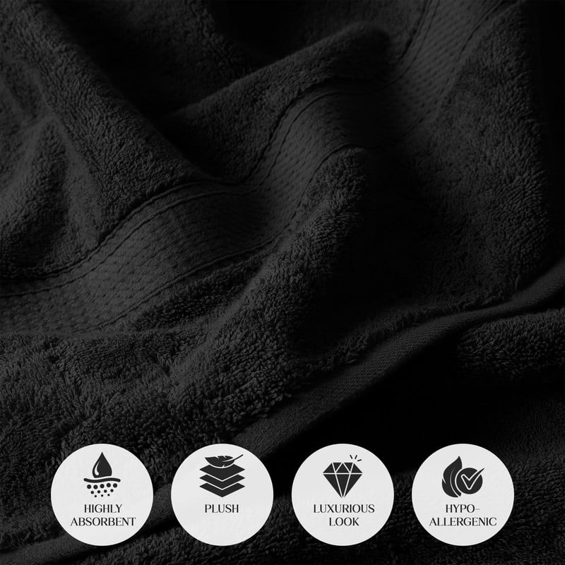 Superior 800 GSM Egyptian Cotton 6-Piece Face Towel Set, Soft Ultra Absorbent Towels, Navy Blue