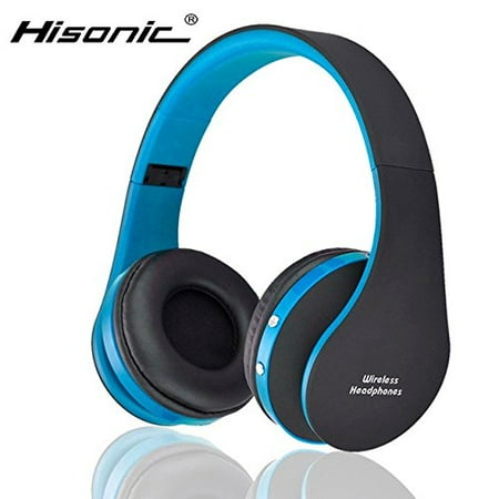 110 Noise Canceling Foldable Headphones Hisonic HS8252 Foldable Noise Cancelling Wireless Stereo Bluetooth Headphones with Microphone (Blue) ()