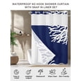 thumbnail image 7 of No Hook Coral Navy Blue Shower Curtain with Snap in Liner Set, Coastal Ocean Marine Nautical Beach Waterproof Fabric Bathroom Curtains with See Through Top Window, Hotel Style Modern 66 x 72 Inch, 7 of 7