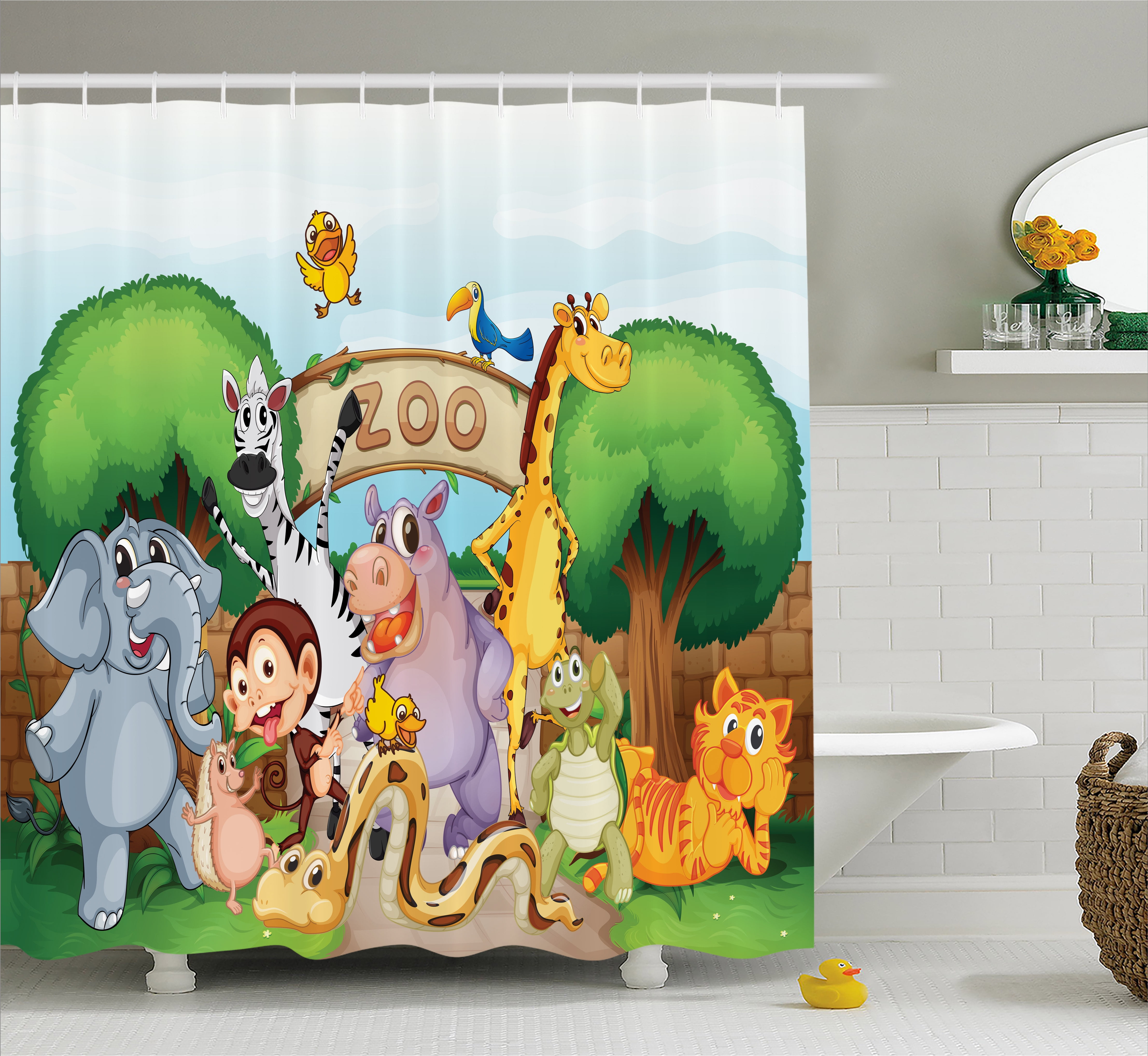 Zoo Shower Curtain, Zoo and The Animals in Beautiful Nature