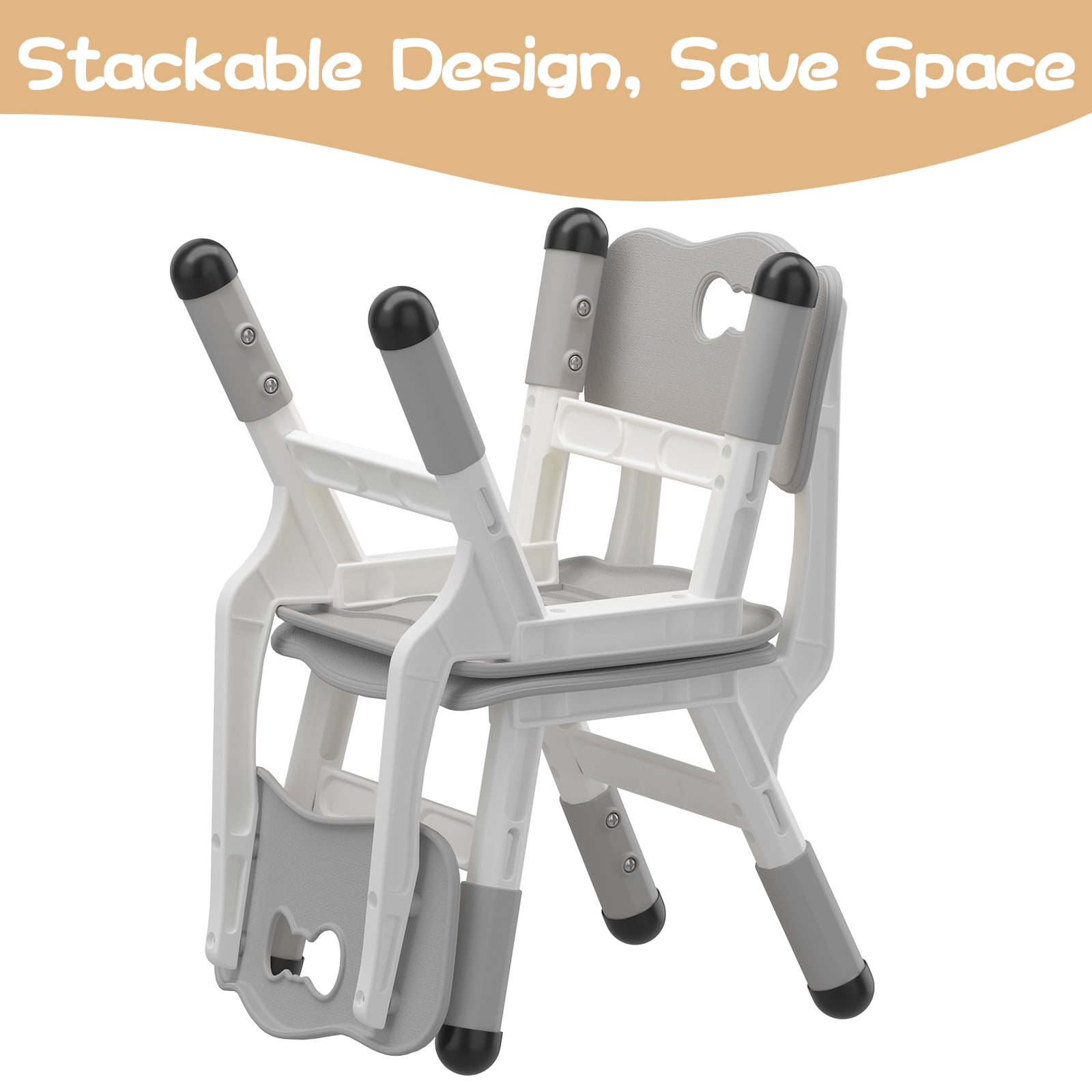 Adjustable Kids Chair 2 Pack, 3 Level Height Adjustable Anti-Slip Plastic Toddler Chair for Boys Girls Children Age 2-8, Suitable for Indoor or Outdoor Home School Daycare Nursery Use