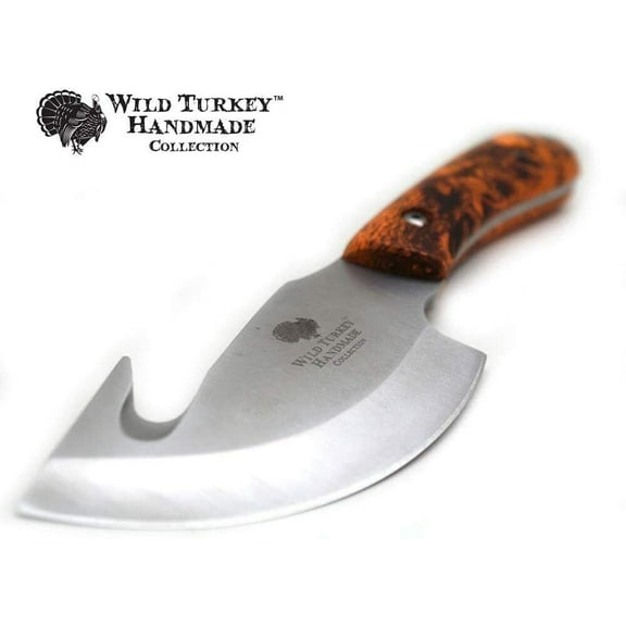 Wild Turkey Handmade Collection Fixed Blade Gut Hook Skinner Knife w/ Sheath