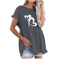 thumbnail image 1 of Blusa de manga corta con estampado regular de flecos y cuello redondo de algodón y cáñamo para mujer OAVQHLG3B Store  lin121212, 1 of 5