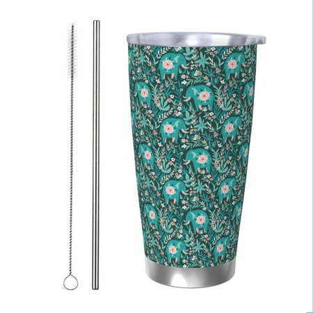 

Goofa Lephants in the Jungle for 20 oz Skinny Tumbler Stainless Steel Coffee Mug Slim Vacuum Insulated Travel Cup Car Cup-Straw Two-piece Set