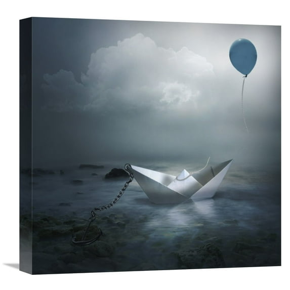 Global Gallery Natalia Simongulashvili,'Paper Boat and Balloon' Stretched Canvas Artwork
