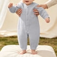 thumbnail image 4 of ZyeKqe Button down Rompers for Toddlers Long Sleeve Crewneck Open Front Casual Cotton Thick Comfy Fall Winter Warm Jumpsuits(15-18 Months,Blue), 4 of 7