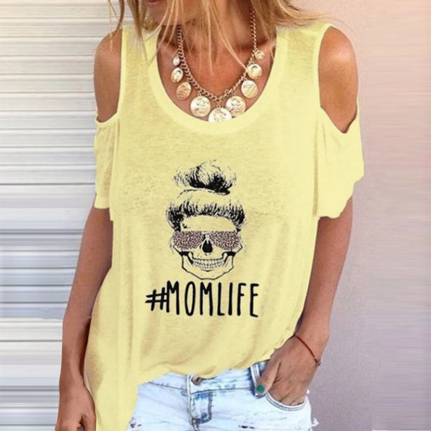 Puntoco Blusa de manga corta informal con estampado sin tirantes y cuello redondo para mujer Puntoco Puntoco-725